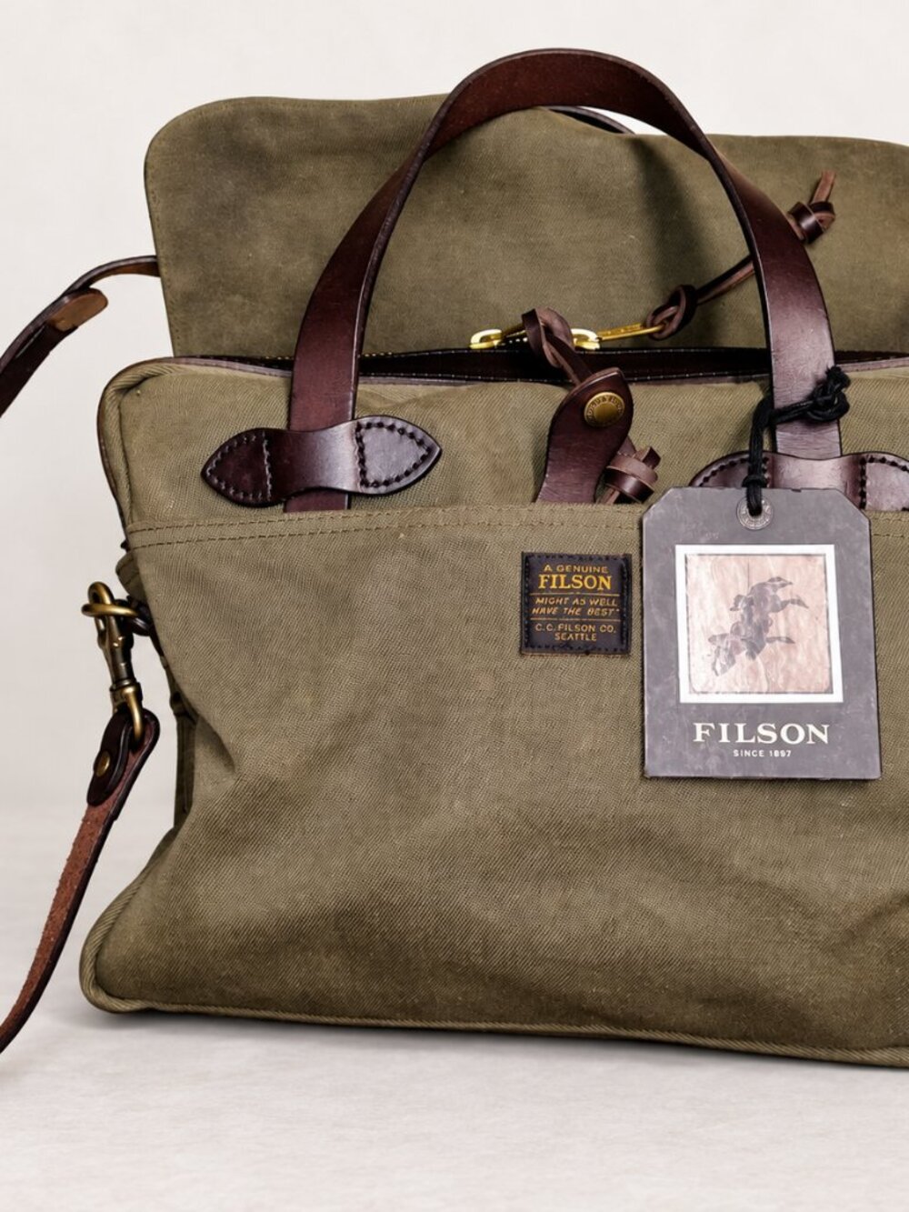 Filson Rugged Twill Original Briefcase Otter Green NWT Made in USA